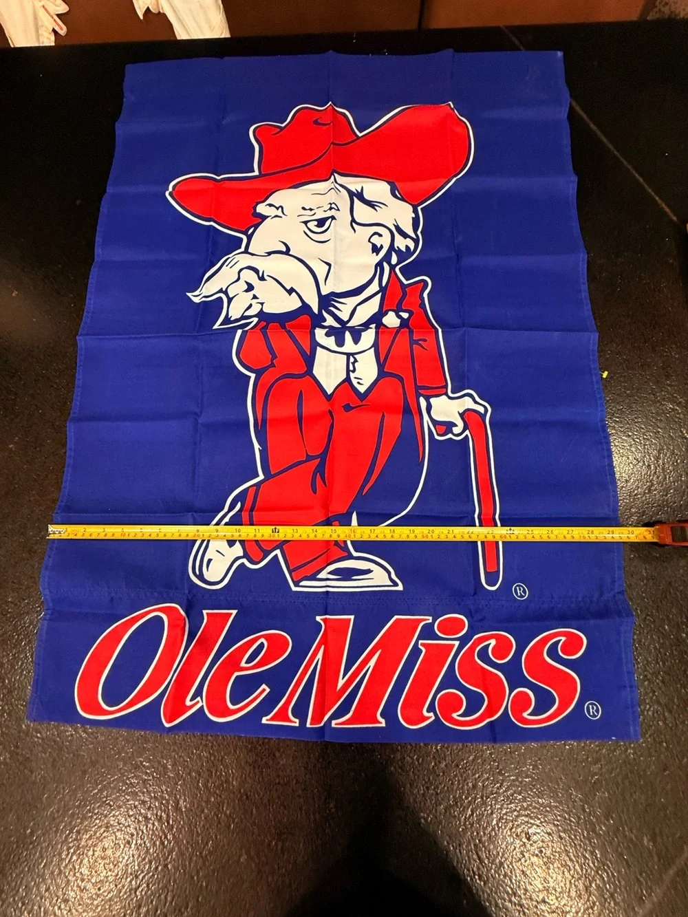 🏈 Ole Miss Rebels Vintage Banner Outdoor Flag Colonel Col Reb 43.5X27  red blue